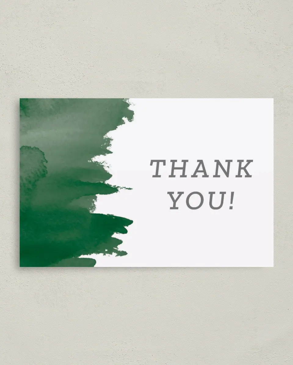 This is a 4" x 6" Folded Thank You Card called Watercolor Monogram printed in full color on Premium Smooth paper