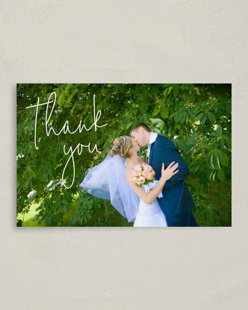 This is a 4" x 6" Folded Thank You Card called Sensibly Simple printed in full color on Premium Smooth paper