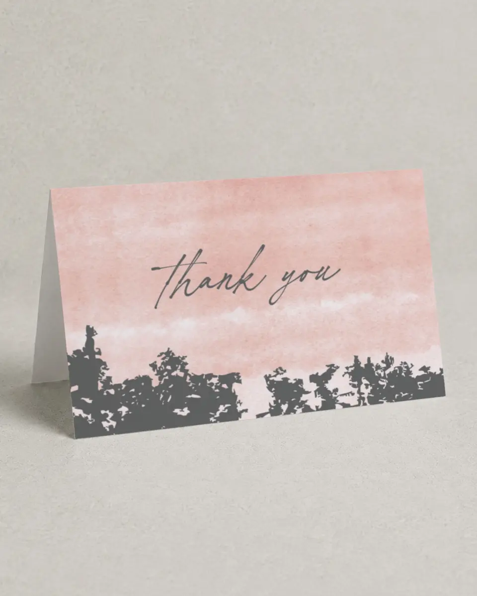 This is a 4" x 6" Folded Thank You Card called Chic Patina printed in full color on Premium Smooth paper