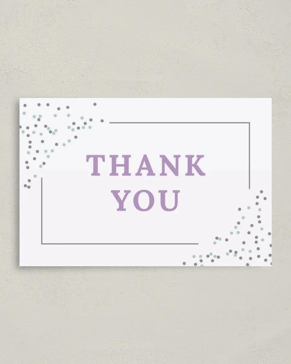 This is a 4" x 6" Folded Bridal Shower Invitation called Lovely Sprinkles printed in full color with Silver foil on Premium Smooth paper