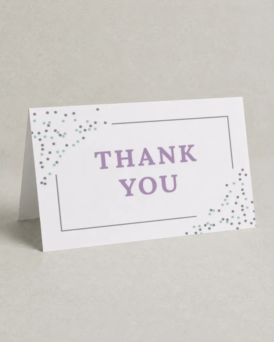 This is a 4" x 6" Folded Bridal Shower Invitation called Lovely Sprinkles printed in full color with Silver foil on Premium Smooth paper