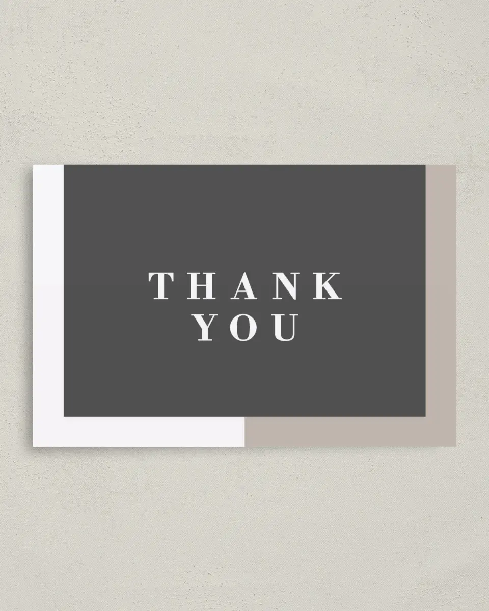 This is a 4" x 6" Folded Thank You Card called Merging Love printed in full color on Premium Smooth paper