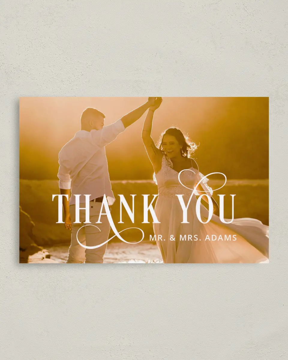 This is a 4" x 6" Folded Thank You Card called Love Infinity printed in full color on Premium Smooth paper