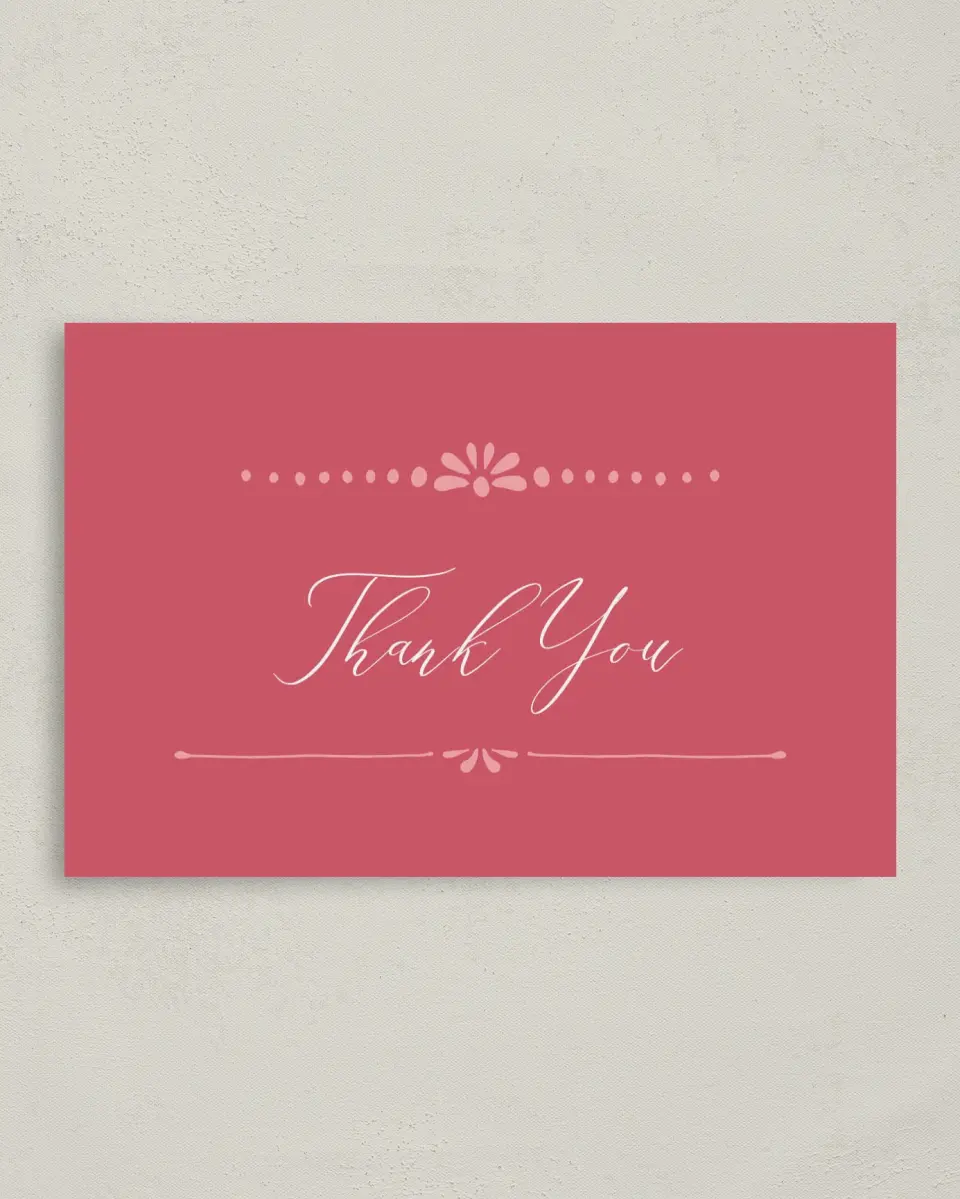 This is a 4" x 6" Folded Quinceanera Thank You Card called Quince Beauty printed in full color on Premium Smooth paper