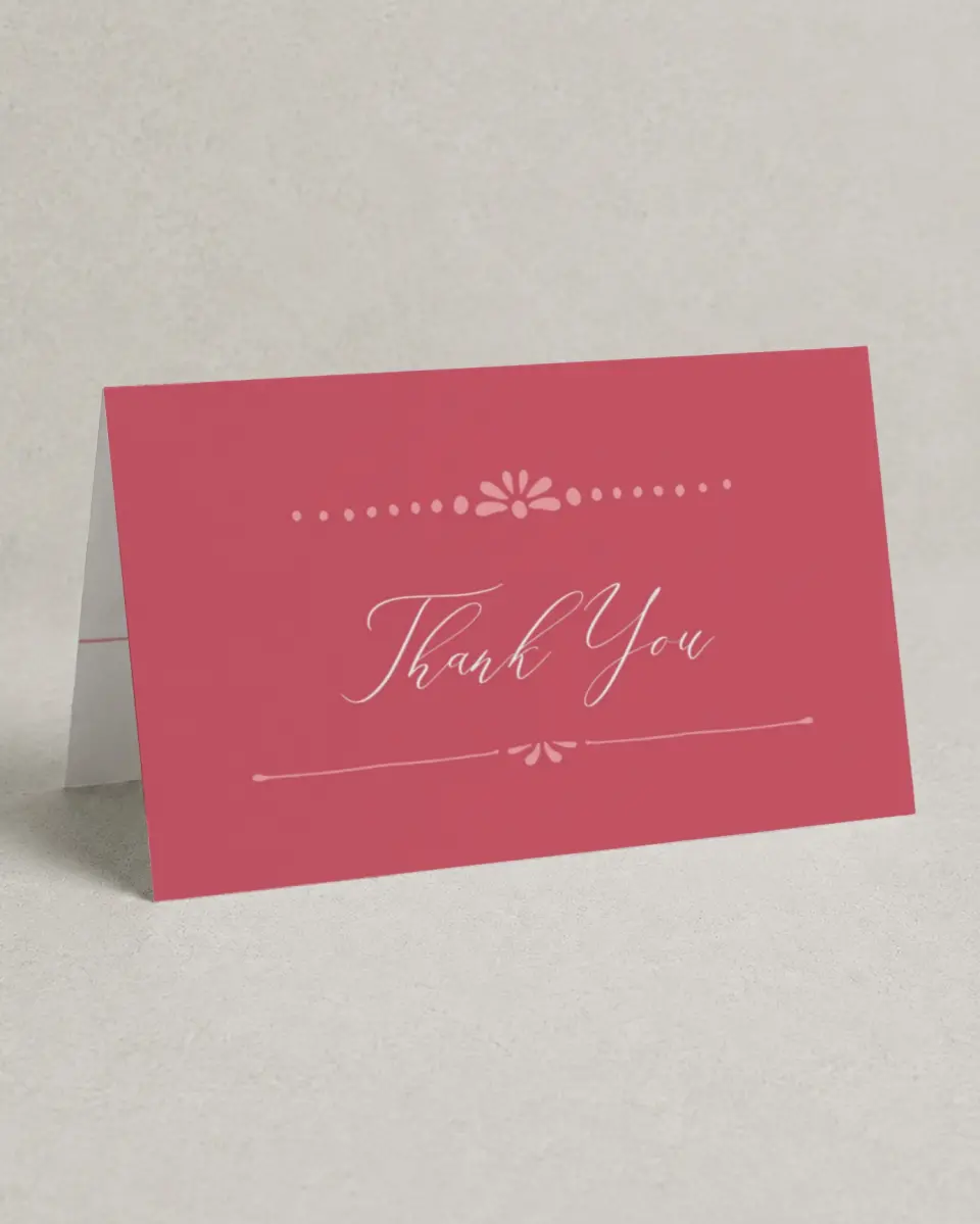 This is a 4" x 6" Folded Quinceanera Thank You Card called Quince Beauty printed in full color on Premium Smooth paper