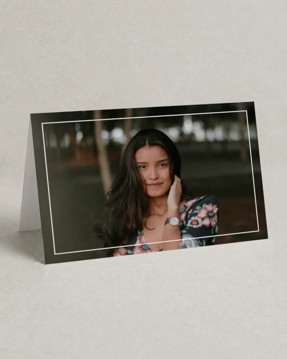 This is a 4" x 6" Folded Quinceanera Thank You Card called Classic Quinceanera printed in full color on Premium Smooth paper