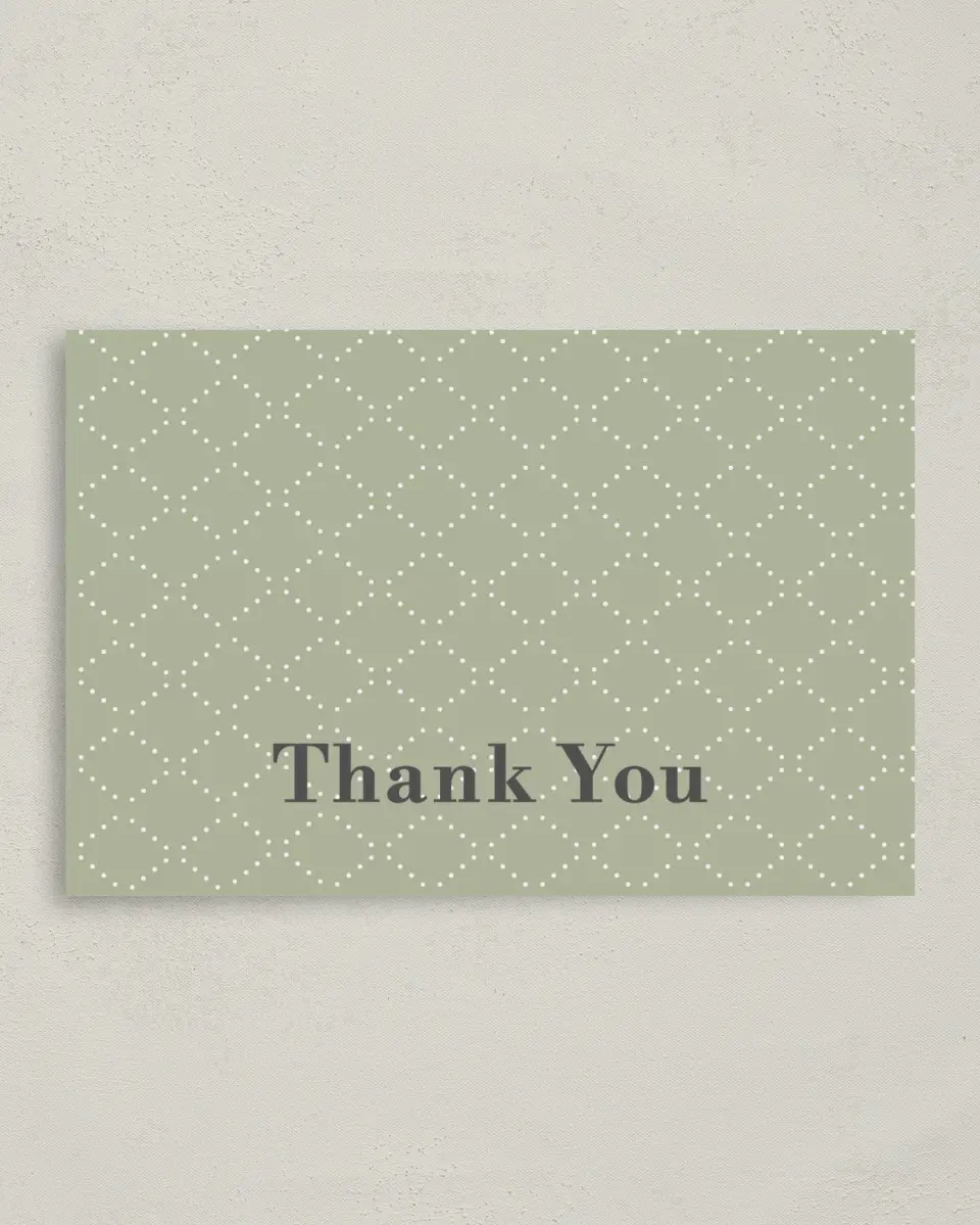 This is a 4" x 6" Folded Quinceanera Thank You Card called Sweetly Framed printed in full color on Premium Smooth paper