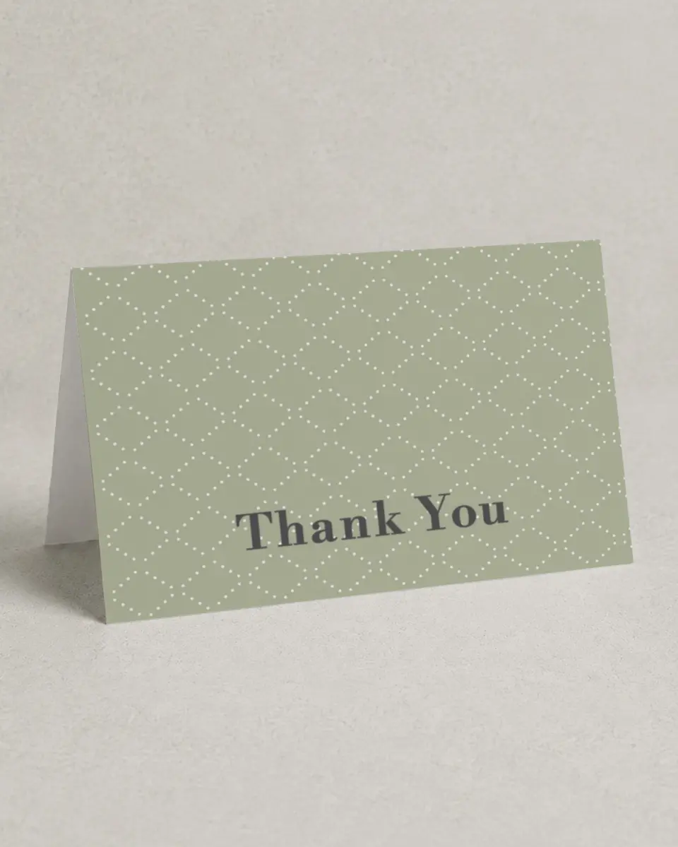 This is a 4" x 6" Folded Quinceanera Thank You Card called Sweetly Framed printed in full color on Premium Smooth paper
