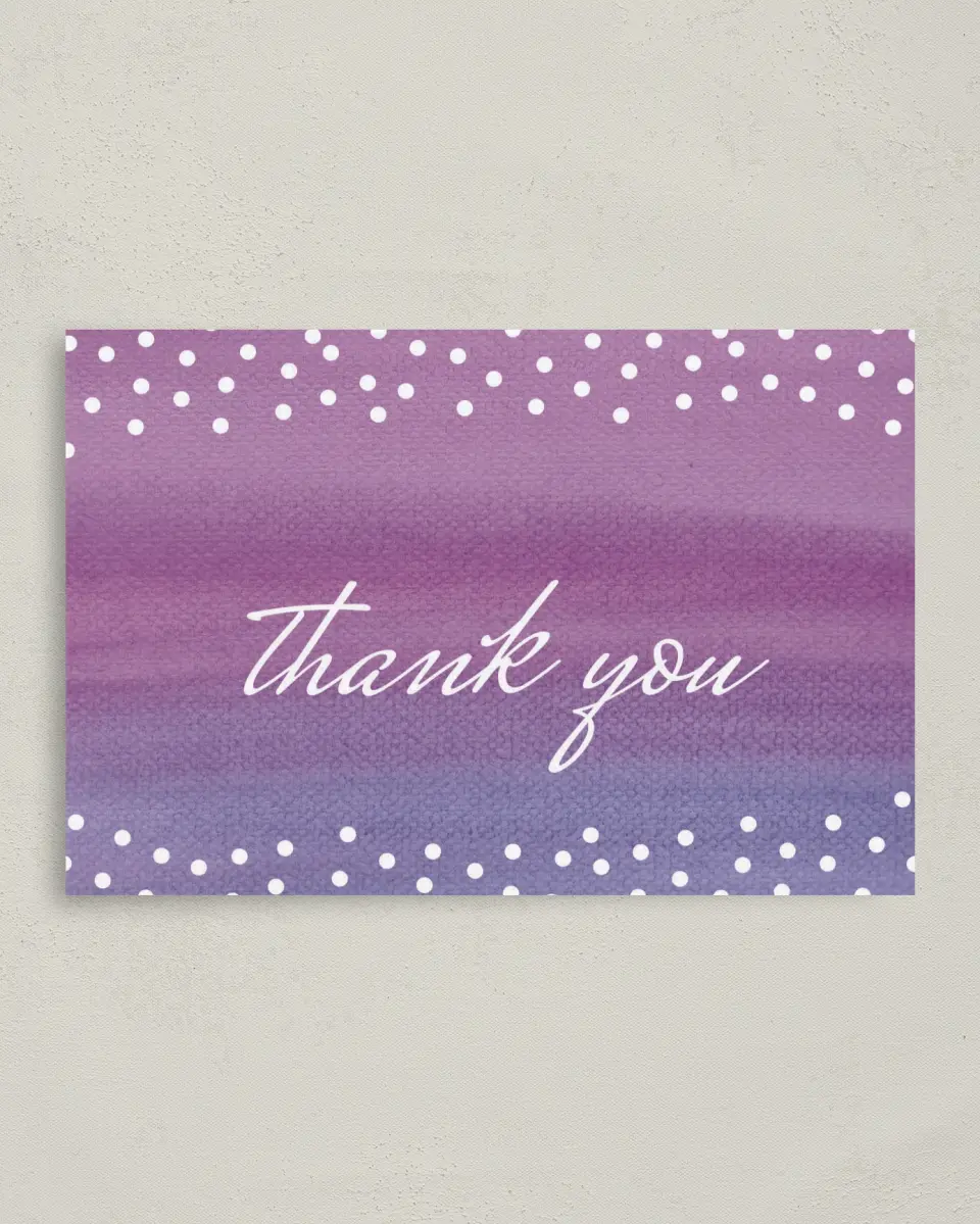 This is a 4" x 6" Folded Quinceanera Thank You Card called Dramatic Debut printed in full color on Premium Smooth paper