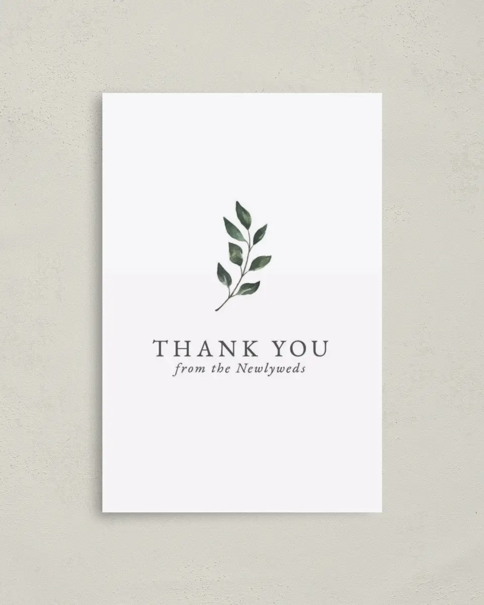 This is a 4" x 6" Folded Thank You Card called Sprinkled Sprig printed in full color on Premium Smooth paper