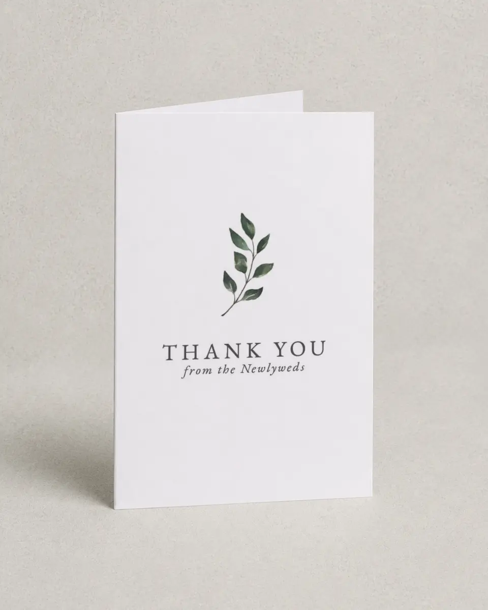 This is a 4" x 6" Folded Thank You Card called Sprinkled Sprig printed in full color on Premium Smooth paper