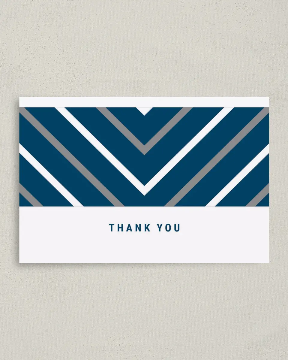 This is a 4" x 6" Folded Thank You Card called Posh Chevron printed in full color on Premium Smooth paper