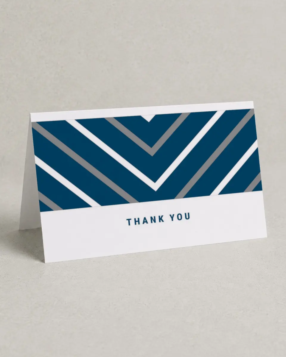 This is a 4" x 6" Folded Thank You Card called Posh Chevron printed in full color on Premium Smooth paper