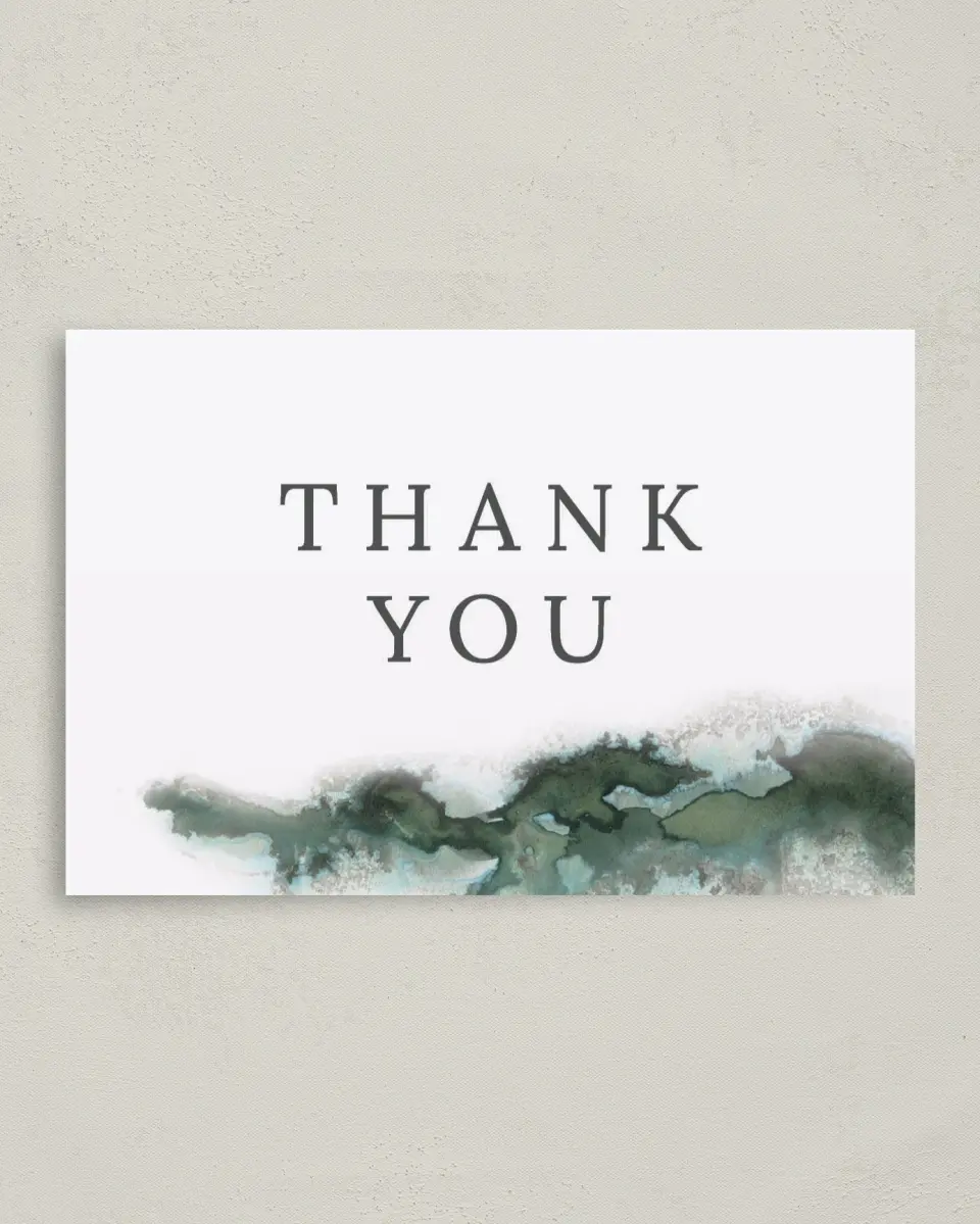 This is a 4" x 6" Folded Thank You Card called Ethereal Pool printed in full color on Premium Smooth paper