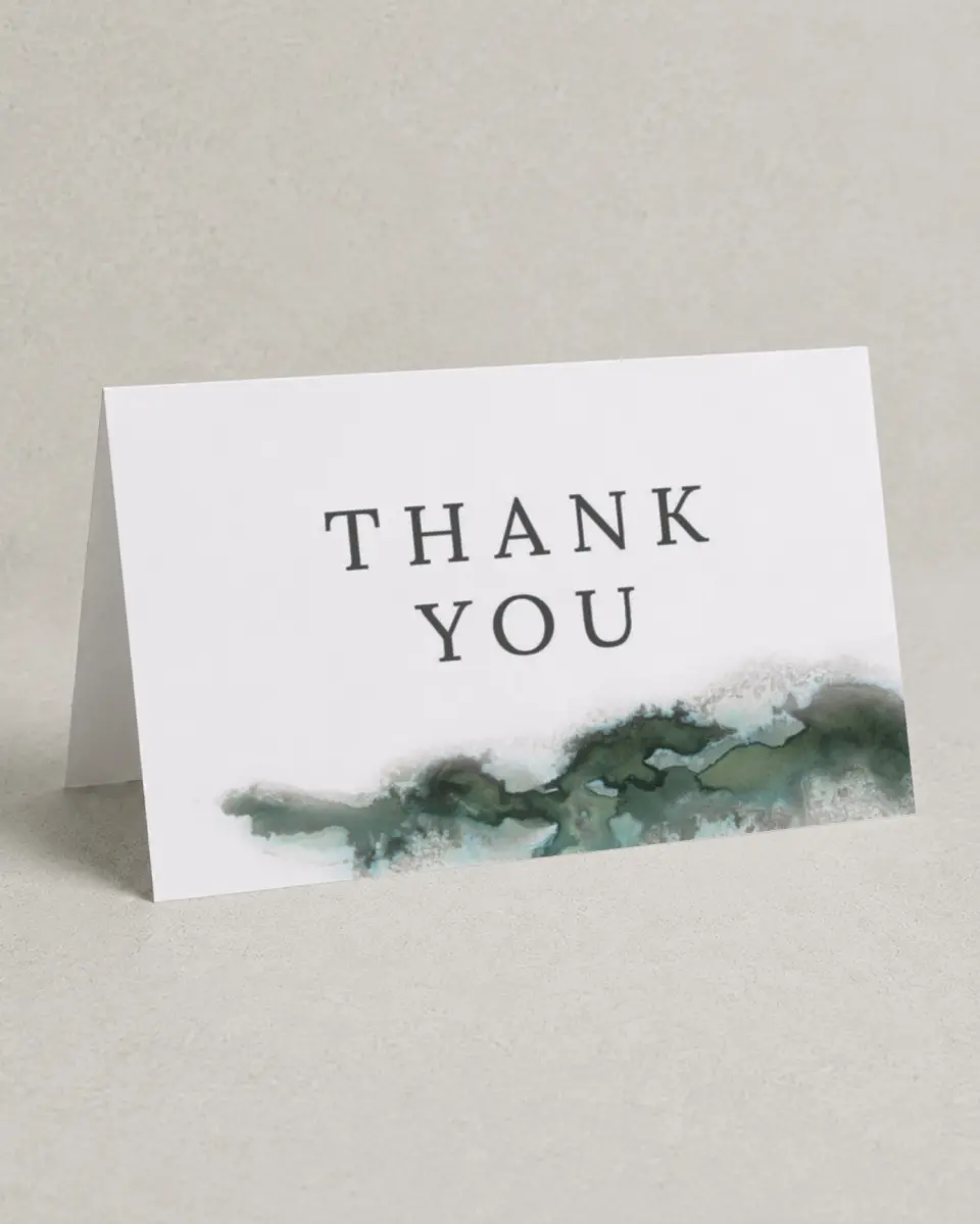 This is a 4" x 6" Folded Thank You Card called Ethereal Pool printed in full color on Premium Smooth paper