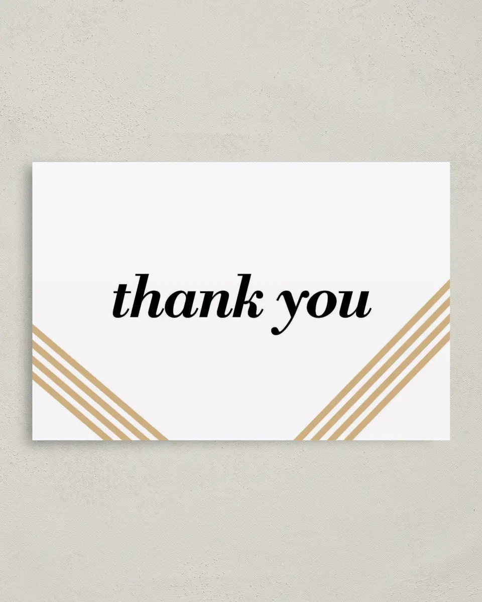 This is a 4" x 6" Folded Thank You Card called Forever Gilded printed in full color on Premium Smooth paper