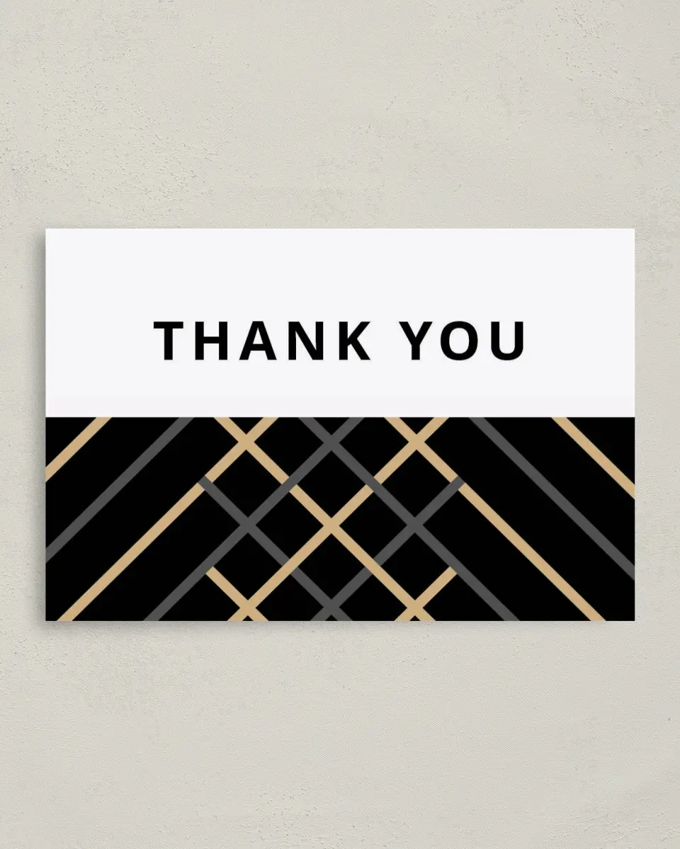 This is a 4" x 6" Folded Thank You Card called Grandeur Shine printed in full color on Premium Smooth paper
