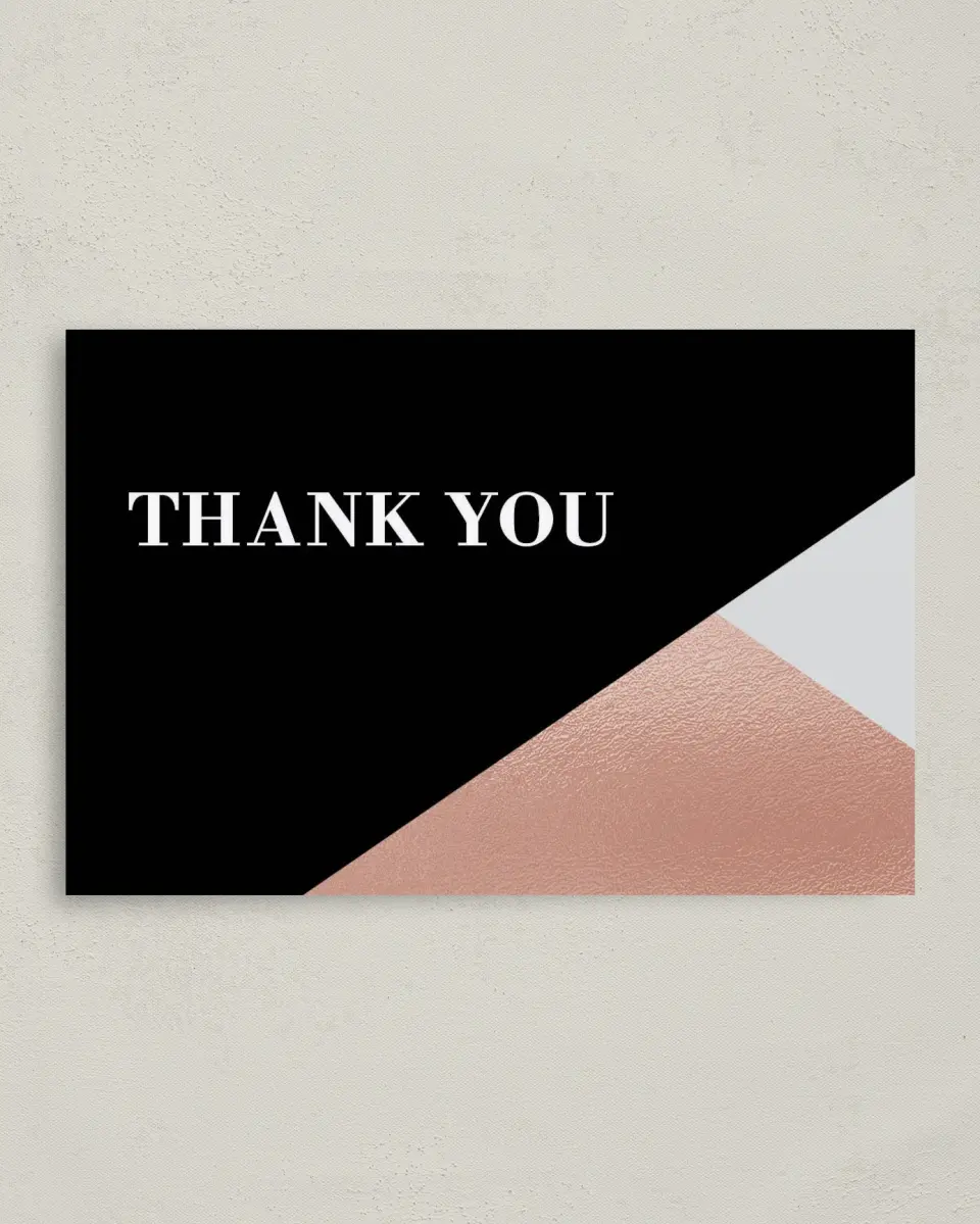 This is a 4" x 6" Folded Thank You Card called Luster Opulence printed in full color on Premium Smooth paper