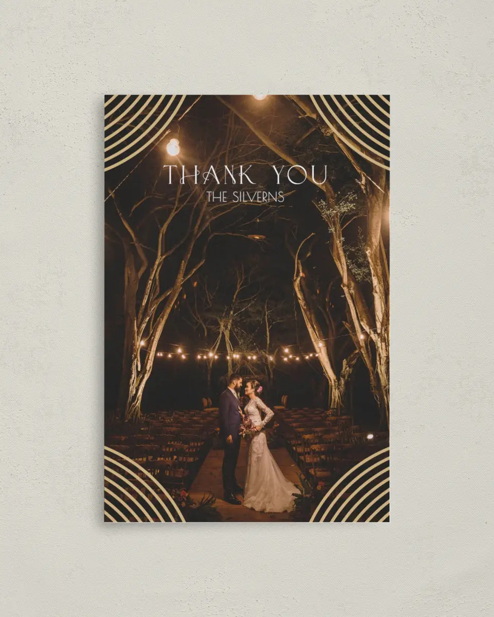 This is a 4" x 6" Folded Thank You Card called Spectacular Romance printed in full color on Premium Smooth paper