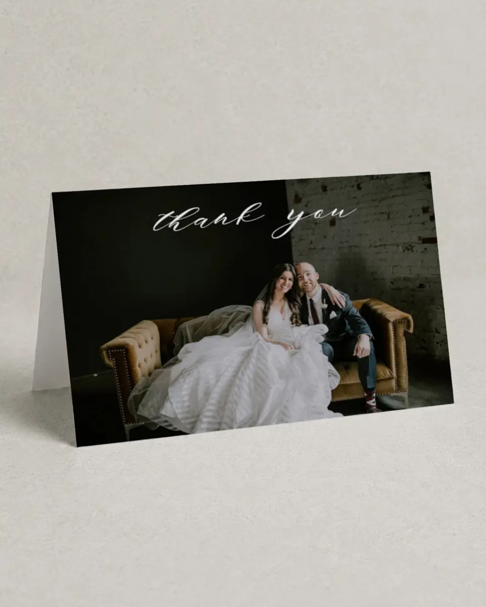 This is a 4" x 6" Folded Thank You Card called Antique Splendor printed in full color on Premium Smooth paper
