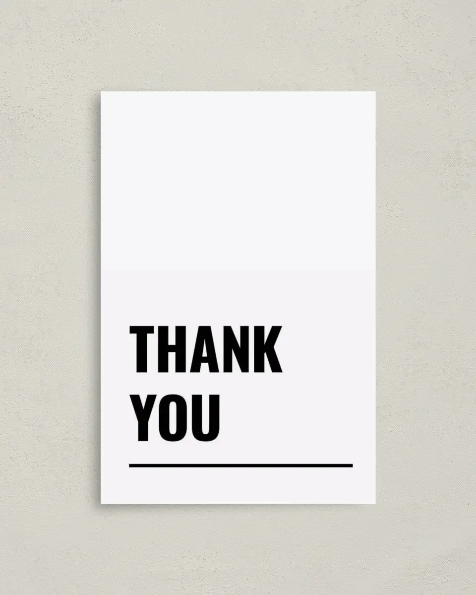 This is a 4" x 6" Folded Thank You Card called Stunning Symmetry printed in full color on Premium Smooth paper