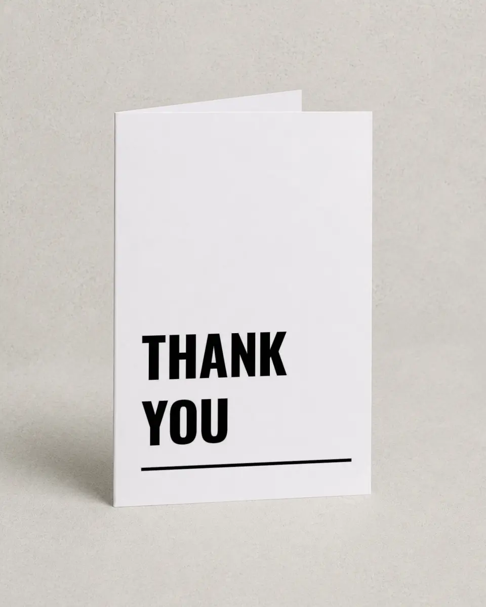 This is a 4" x 6" Folded Thank You Card called Stunning Symmetry printed in full color on Premium Smooth paper
