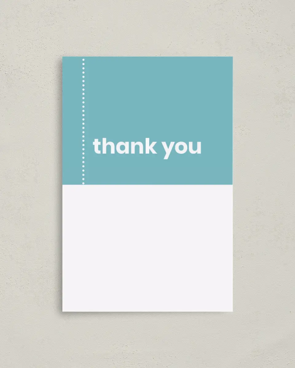 This is a 4" x 6" Folded Thank You Card called Mod Blocks printed in full color on Premium Smooth paper