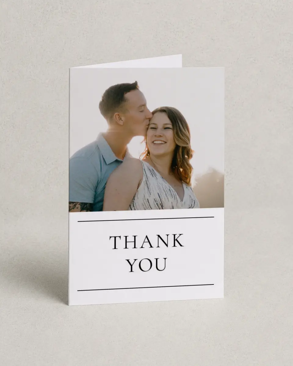 This is a 4" x 6" Folded Thank You Card called Lovely Blush printed in full color on Premium Smooth paper