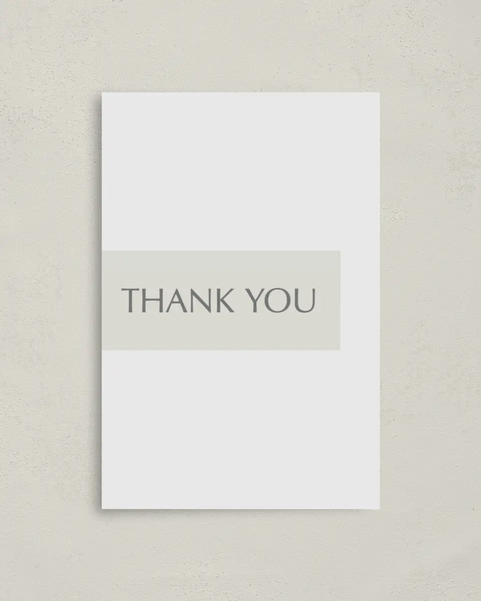 This is a 4" x 6" Folded Thank You Card called Exquisitely Simple printed in full color on Premium Smooth paper