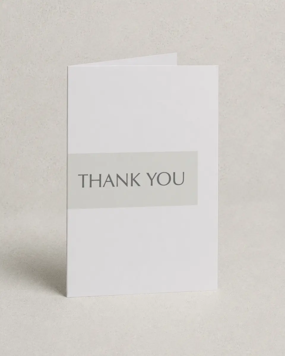 This is a 4" x 6" Folded Thank You Card called Exquisitely Simple printed in full color on Premium Smooth paper