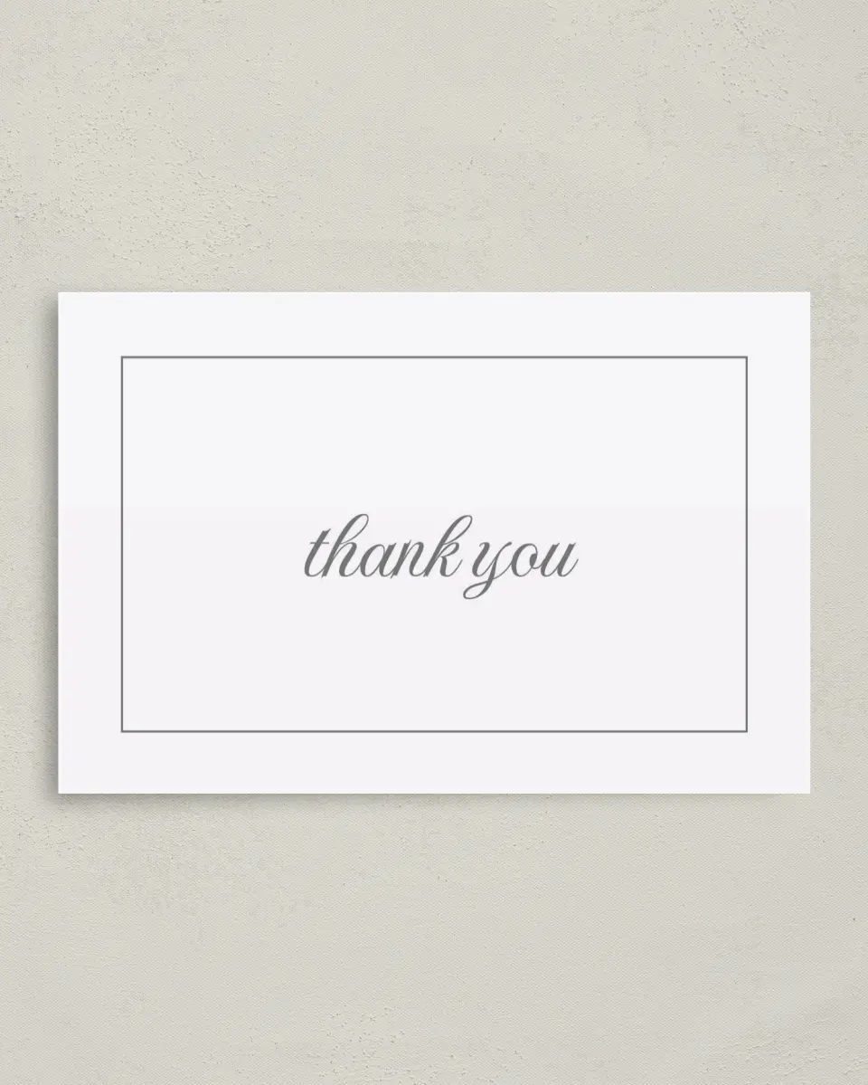 This is a 4" x 6" Folded Thank You Card called Classic Devotion printed in full color on Premium Smooth paper