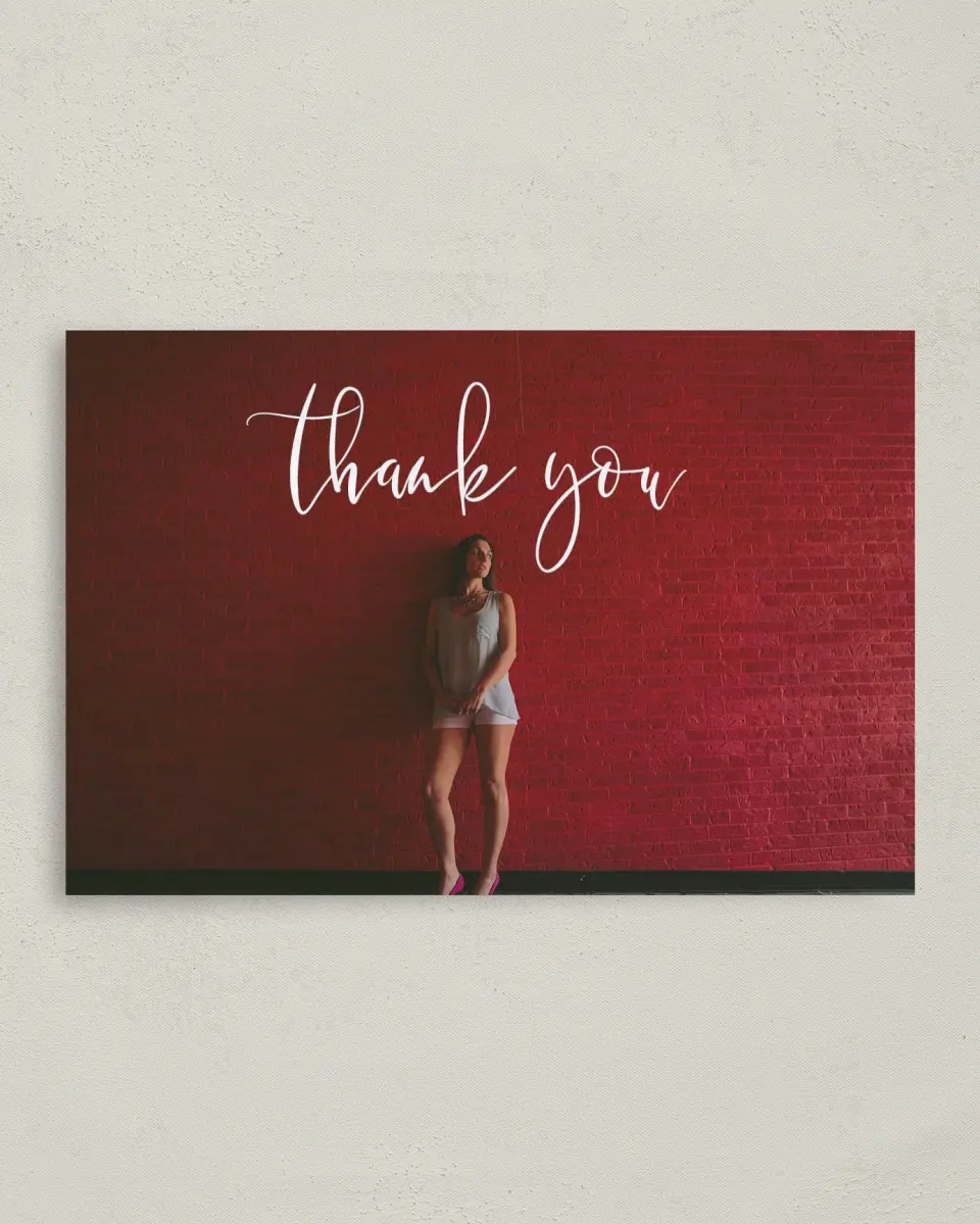 This is a 4" x 6" Folded Quinceanera Thank You Card called Quince Glam printed in full color on Premium Smooth paper