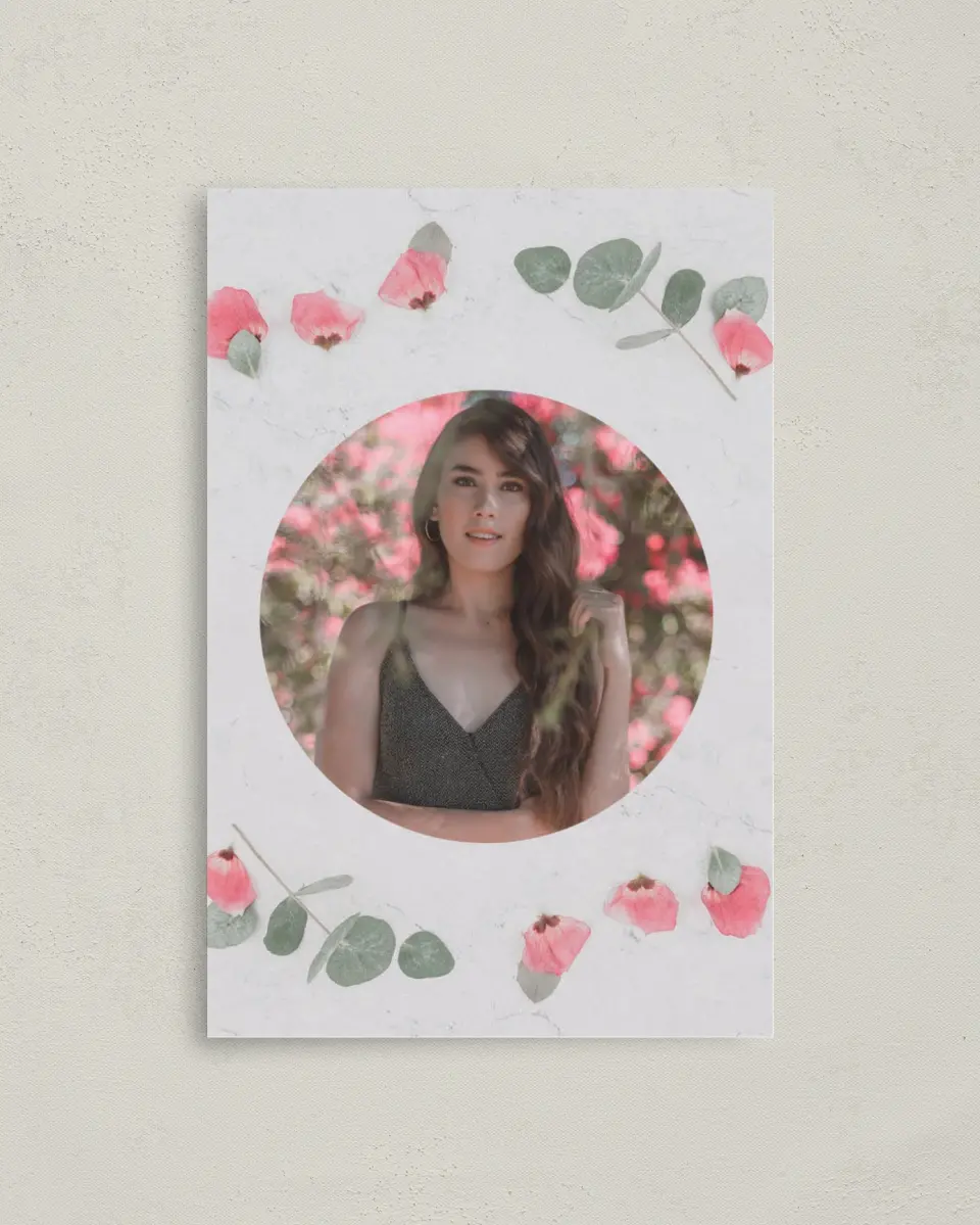 This is a 4" x 6" Folded Quinceanera Thank You Card called Lovely Blooms printed in full color on Premium Smooth paper