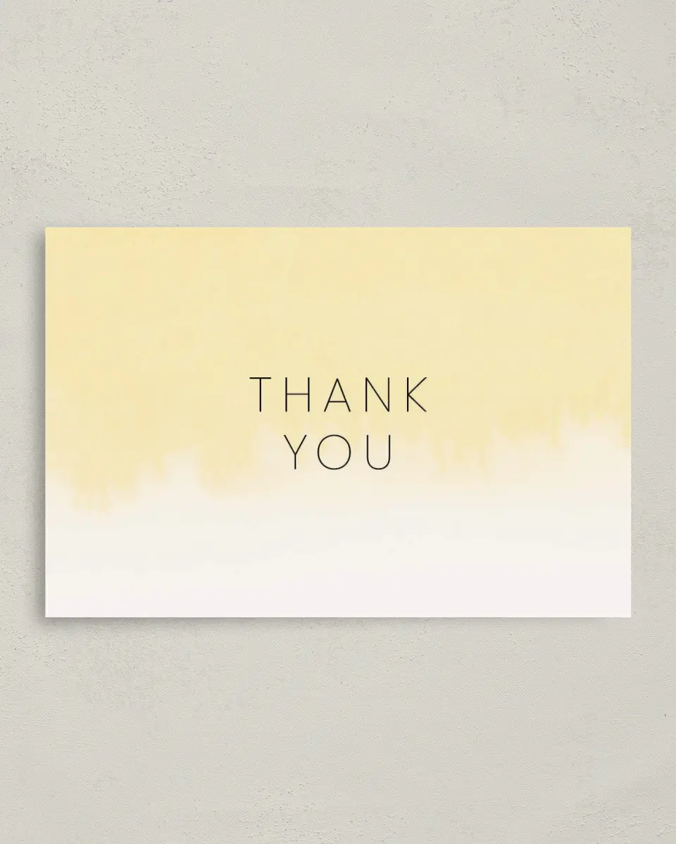 This is a 4" x 6" Folded Quinceanera Thank You Card called Delicate Watercolor printed in full color on Premium Smooth paper