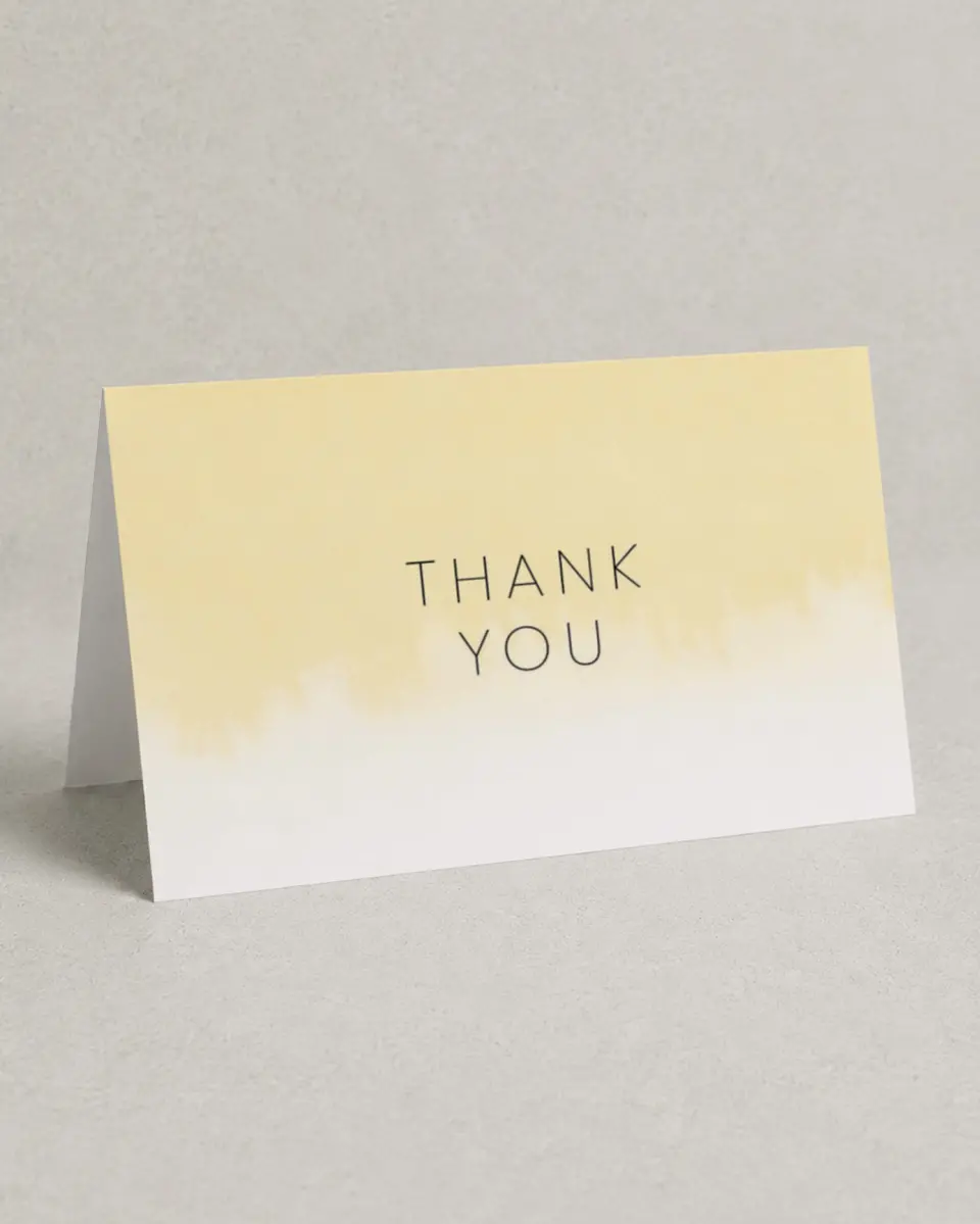 This is a 4" x 6" Folded Quinceanera Thank You Card called Delicate Watercolor printed in full color on Premium Smooth paper