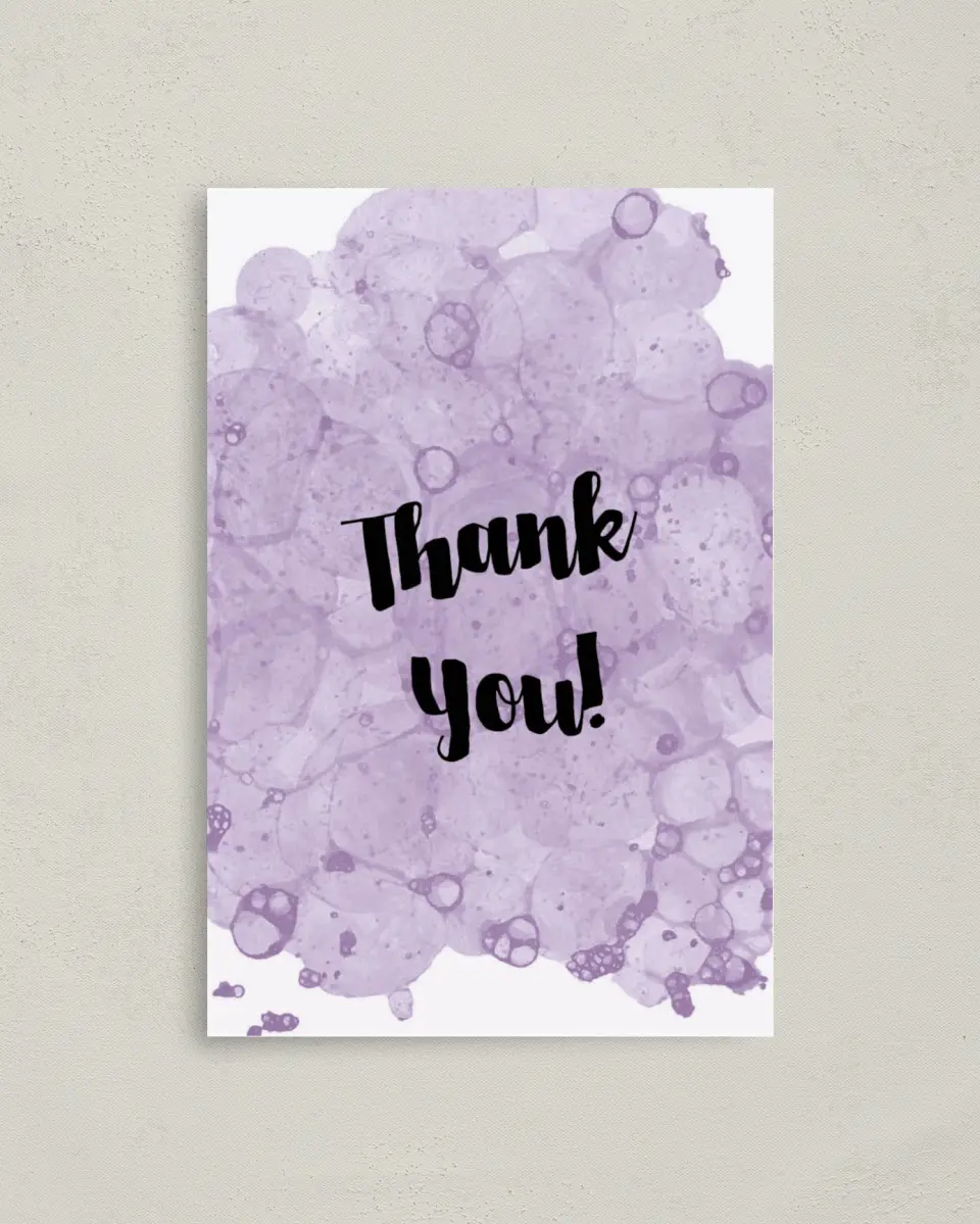 This is a 4" x 6" Folded Quinceanera Thank You Card called Inky Delight printed in full color on Premium Smooth paper