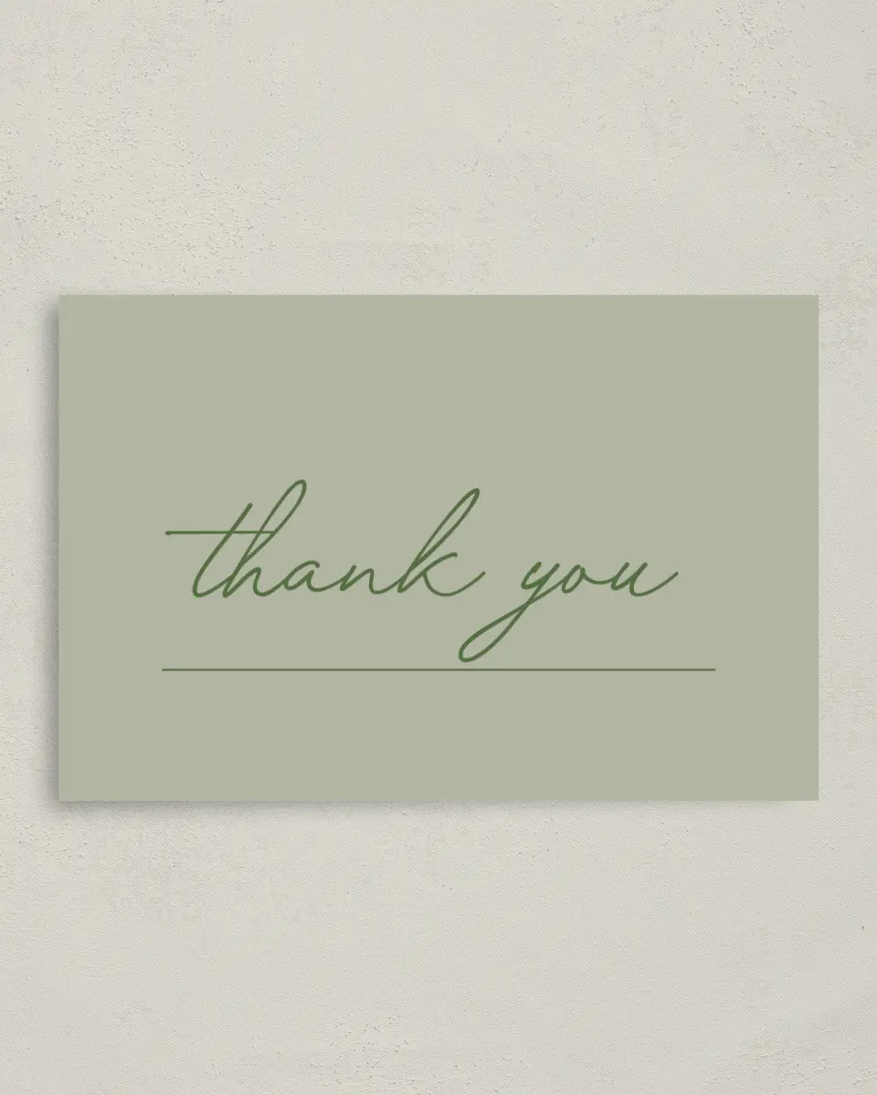 This is a 4" x 6" Folded Thank You Card called Rustic Grace printed in full color on Premium Smooth paper