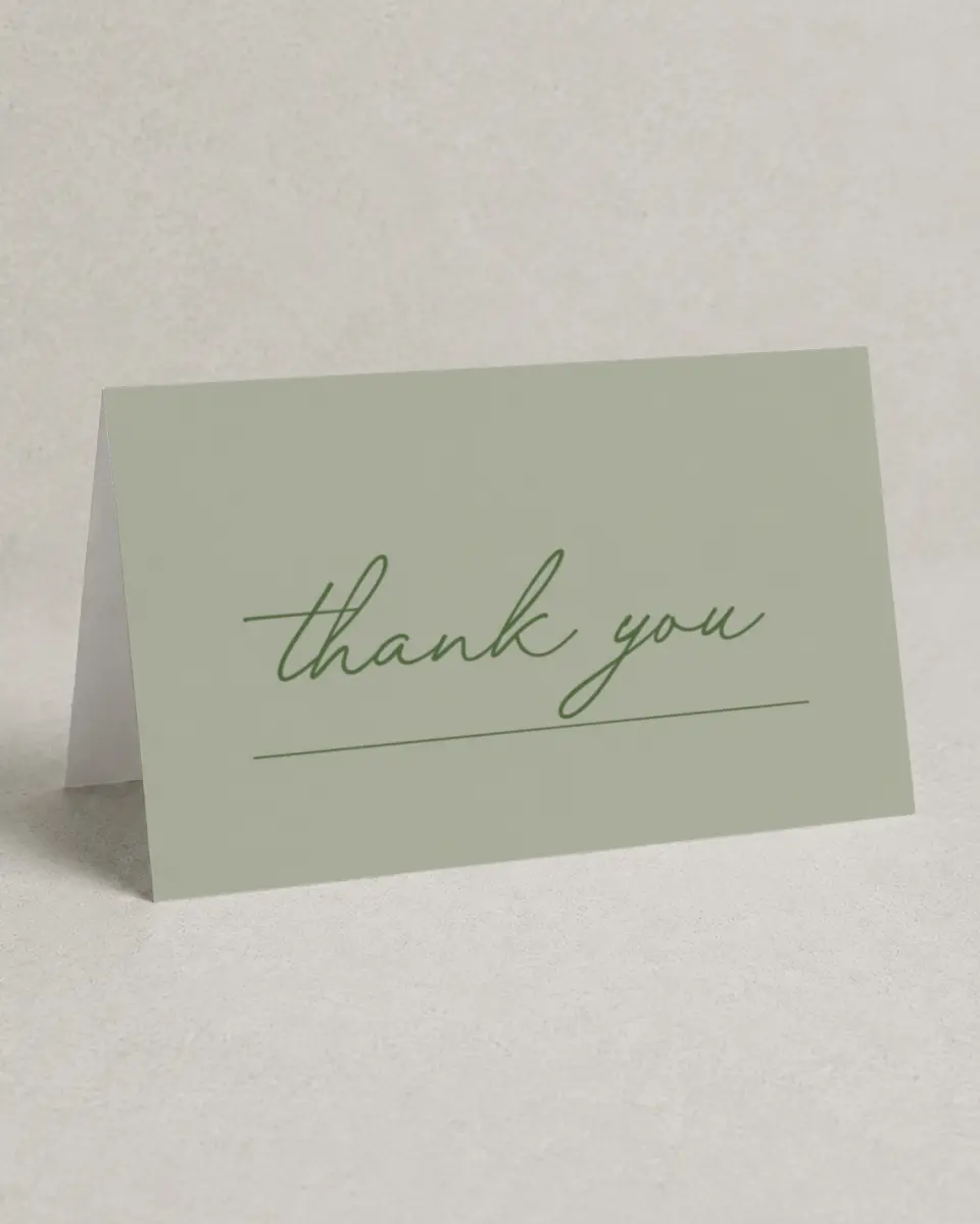 This is a 4" x 6" Folded Thank You Card called Rustic Grace printed in full color on Premium Smooth paper