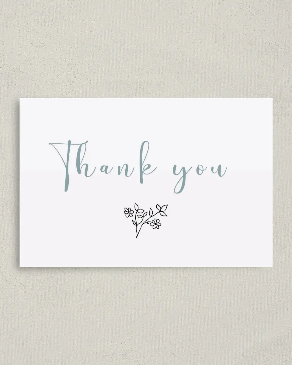 This is a 4" x 6" Folded Thank You Card called Cool Blooms printed in full color on Premium Smooth paper