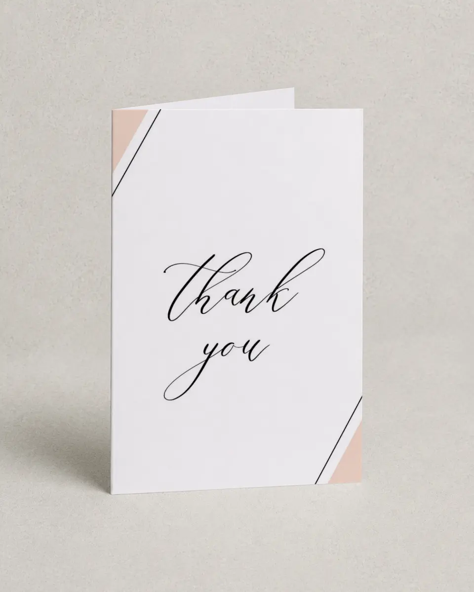 This is a 4" x 6" Folded Thank You Card called Love Sweet Love printed in full color on Premium Smooth paper