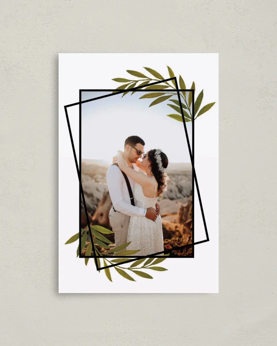 This is a 4" x 6" Folded Thank You Card called Gilded Sage printed in full color on Premium Smooth paper