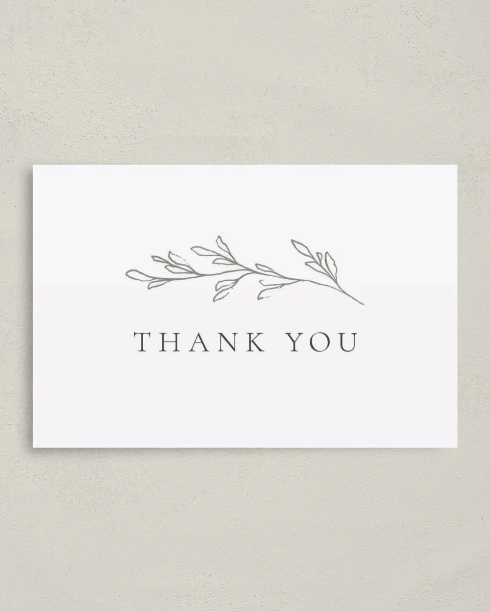 This is a 4" x 6" Folded Thank You Card called Poetic Bloom printed in full color on Premium Smooth paper