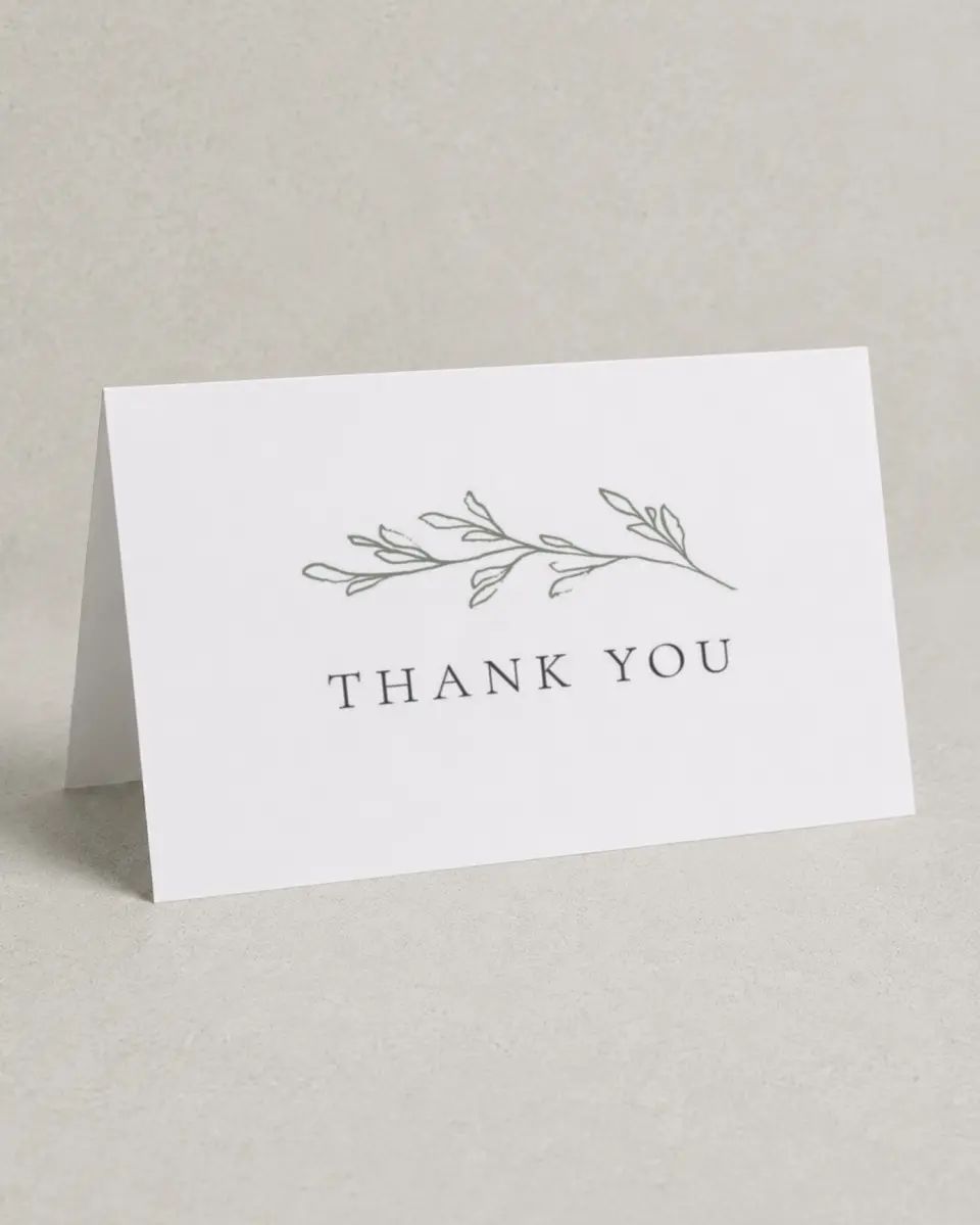 This is a 4" x 6" Folded Thank You Card called Poetic Bloom printed in full color on Premium Smooth paper