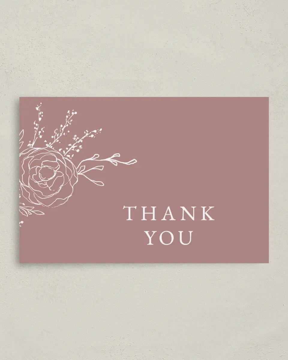 This is a 4" x 6" Folded Thank You Card called Blooming Rose printed in full color on Premium Smooth paper