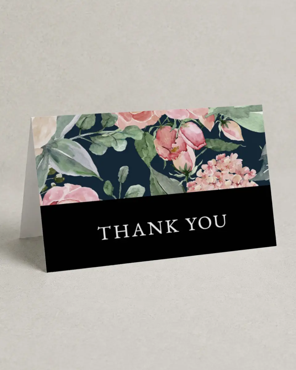 This is a 4" x 6" Folded Thank You Card called Garden Dream printed in full color on Premium Smooth paper