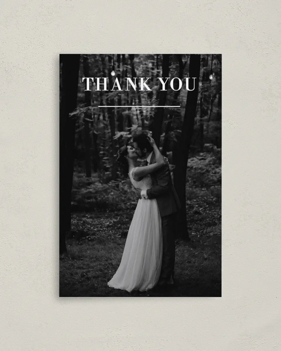 This is a 4" x 6" Folded Thank You Card called Marble Mystique printed in full color on Premium Smooth paper