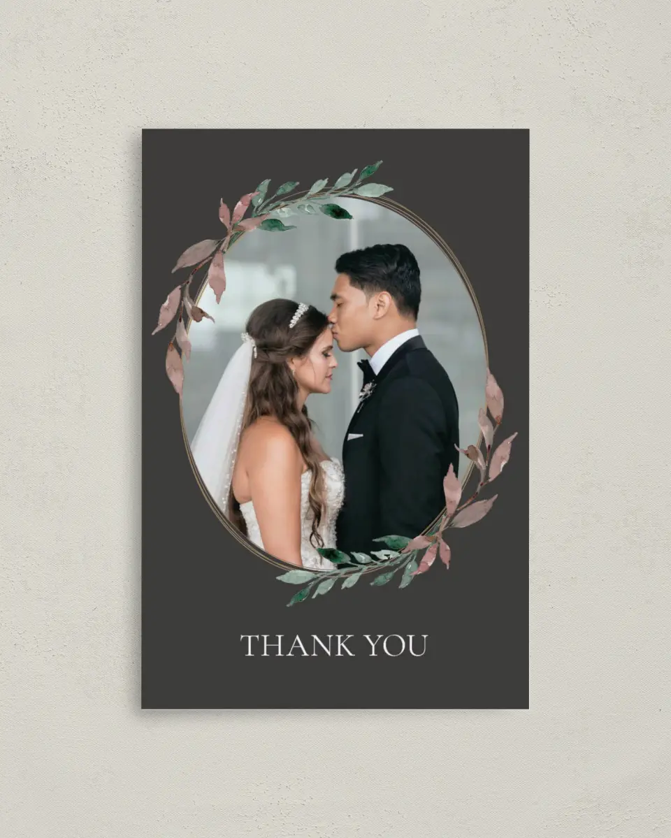 This is a 4" x 6" Folded Thank You Card called Eternal Autumn printed in full color on Premium Smooth paper