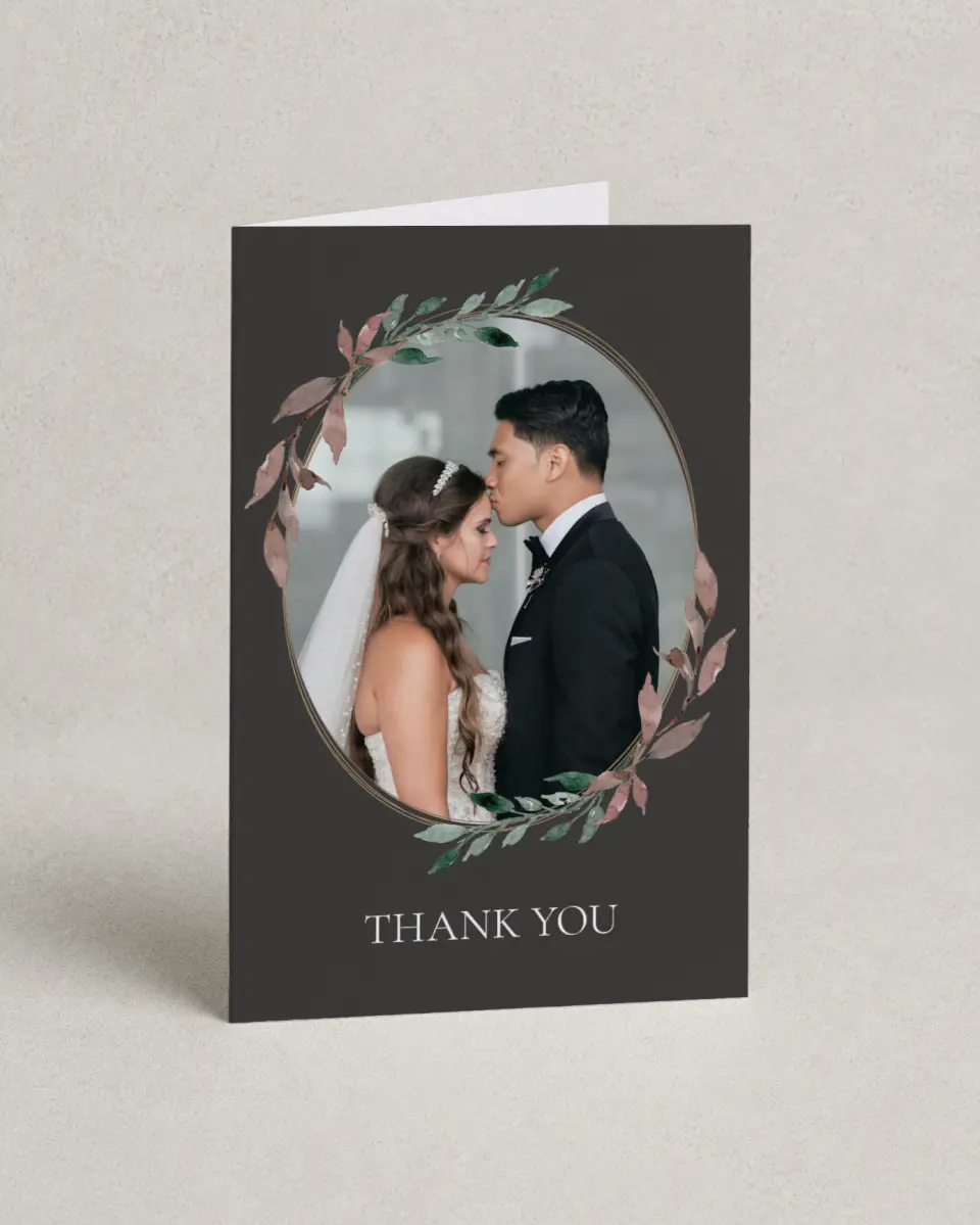 This is a 4" x 6" Folded Thank You Card called Eternal Autumn printed in full color on Premium Smooth paper