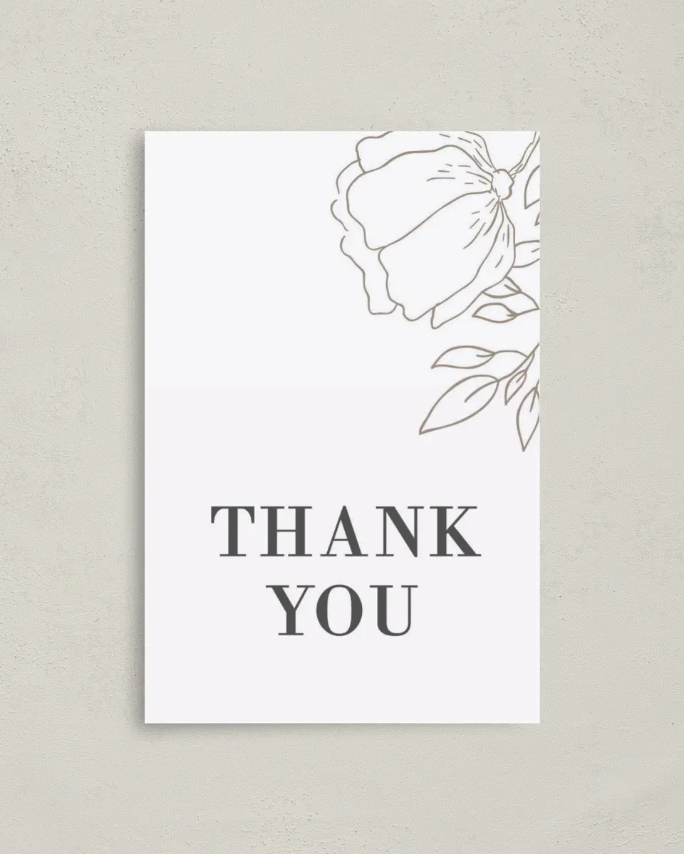 This is a 4" x 6" Folded Thank You Card called Delicate Splendor printed in full color on Premium Smooth paper