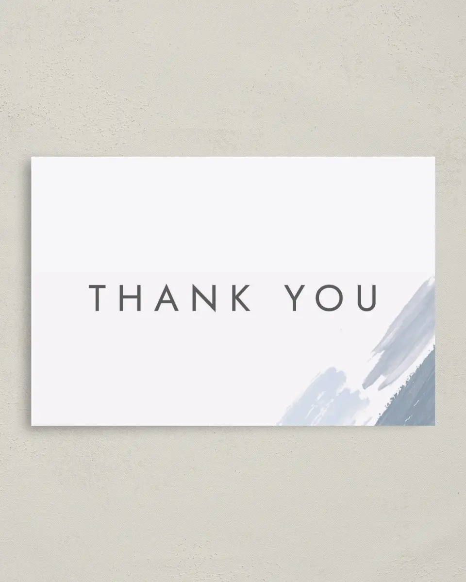 This is a 4" x 6" Folded Thank You Card called Ethereal Swaths printed in full color on Premium Smooth paper